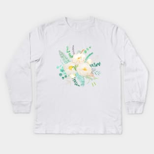 white peony flower arrangement Kids Long Sleeve T-Shirt